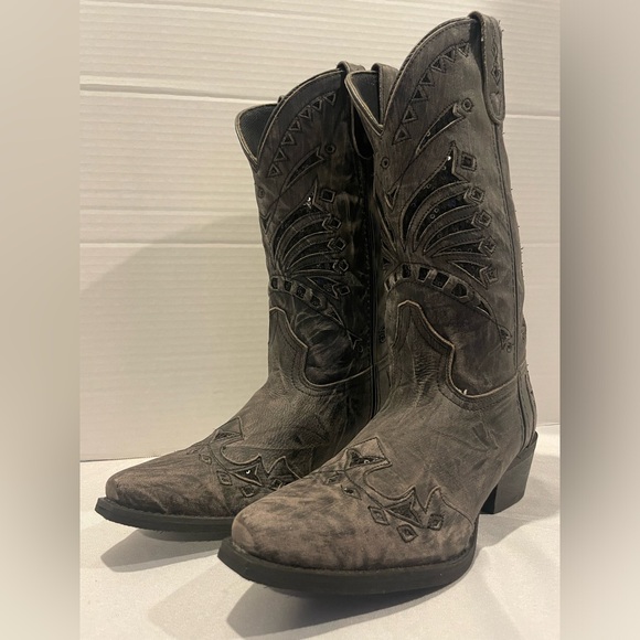 LAREDO Stevie Inlay Snip Toe Gray Distressed Western Cowgirl Boots Women’s 9 - Picture 1 of 5